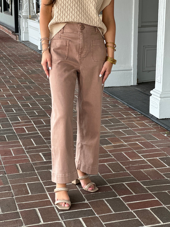 Renuar Cropped Jean in Tan