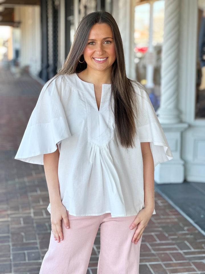 Sweet Days White Flutter Top