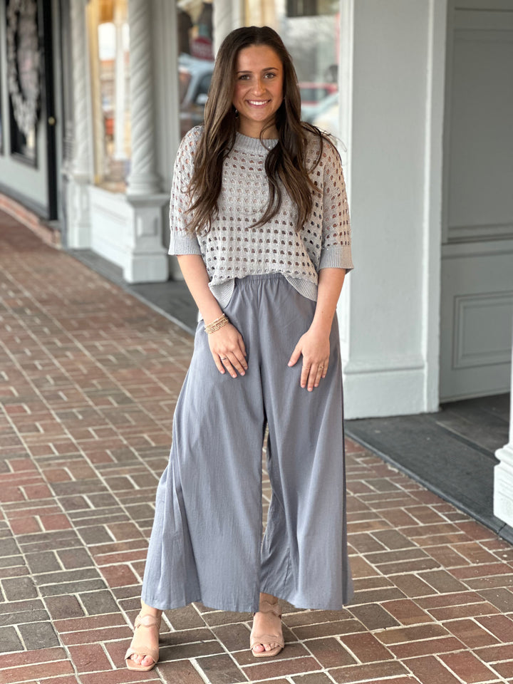 Dazzling Open Stitch Sweater in Silver Grey