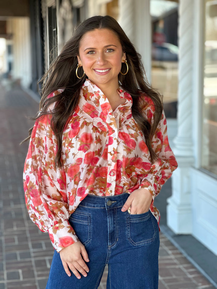 Switch It Up Cherry Red Printed Top