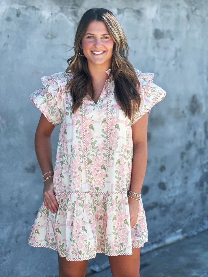 Walk Through The Garden Cream Floral Printed Dress