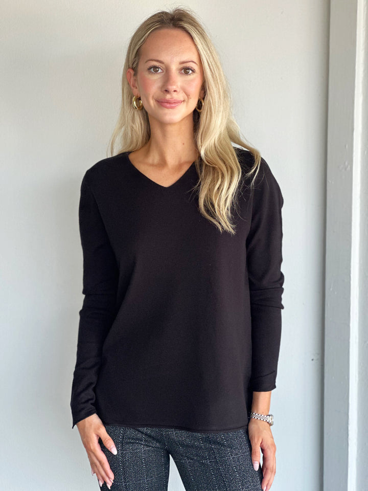 Charlie B Solid Basic Sweater in Black