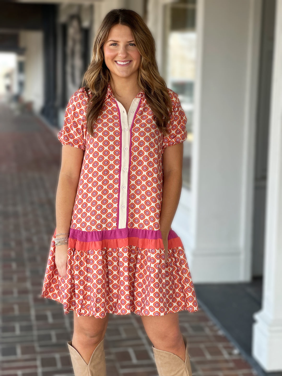 Feelin' Fun Button Down Printed Dress