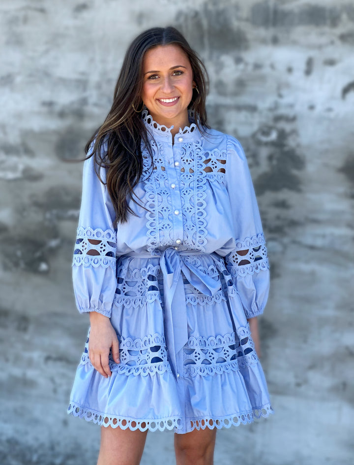 Grace In Every Step Blue Chambray Mini Dress