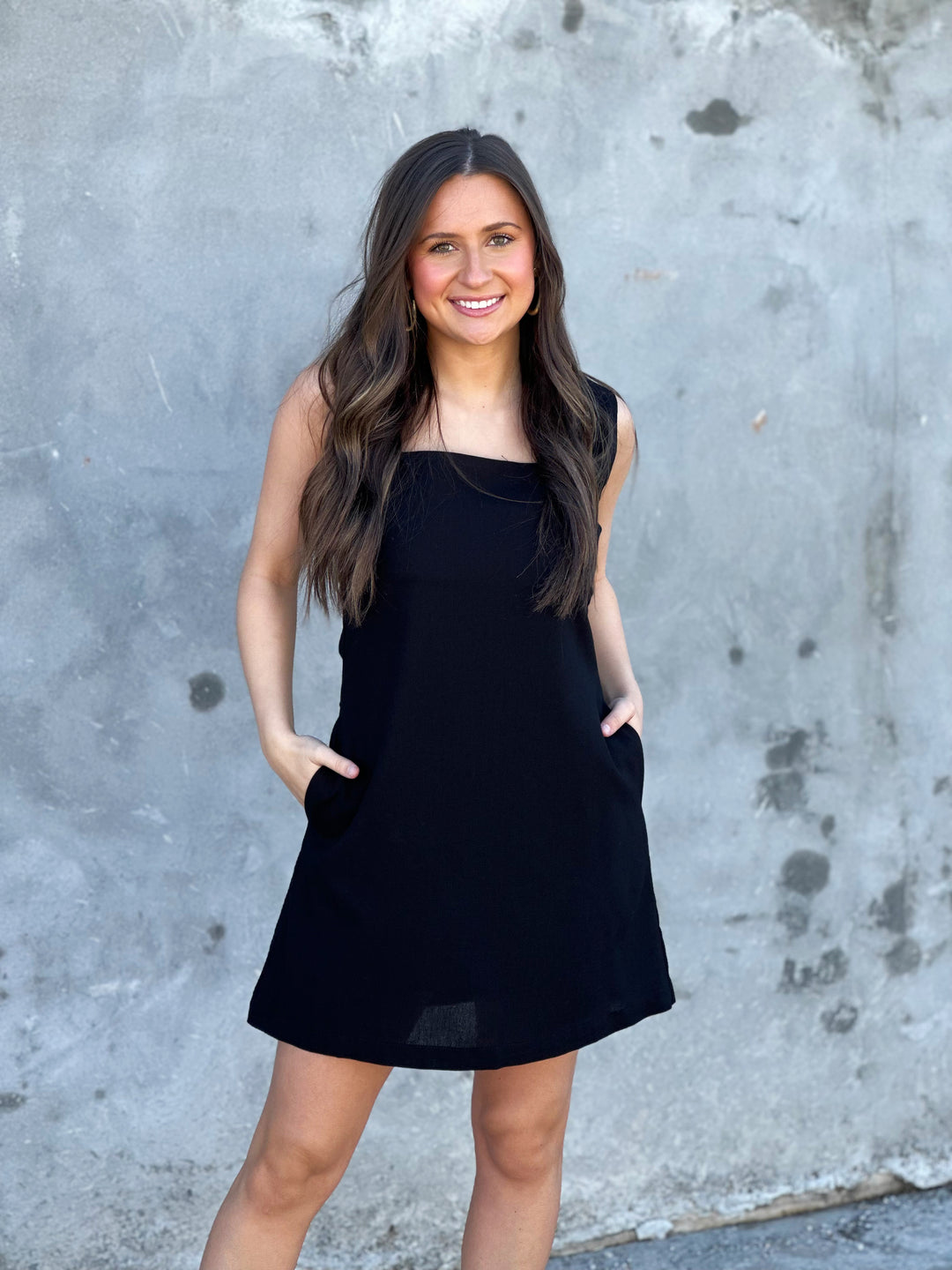 Giving Compliments Black Linen Dress