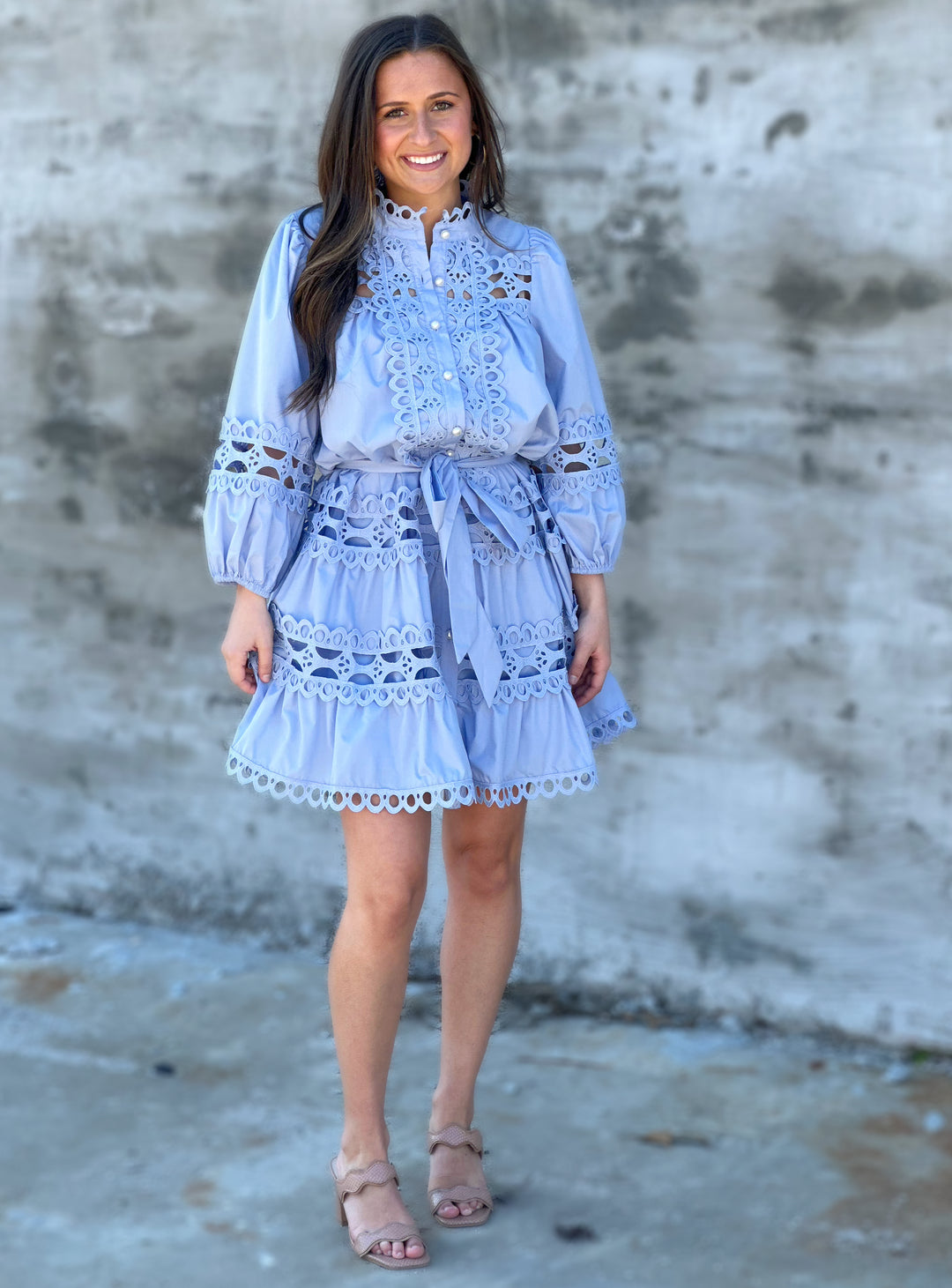 Grace In Every Step Blue Chambray Mini Dress