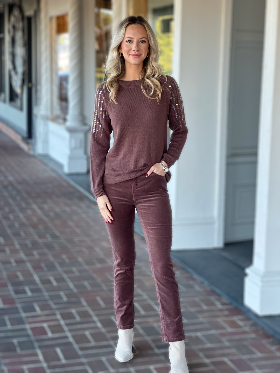 Nic + Zoe Subtle Shine Sweater in Chai