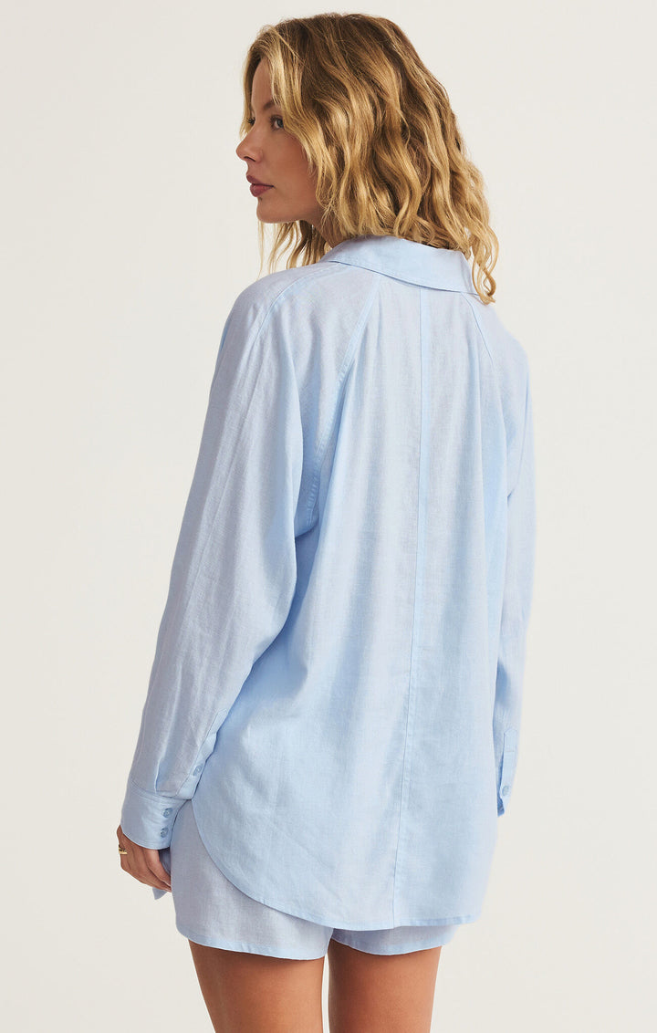 Z Supply Perfect Linen Top in Salt Water