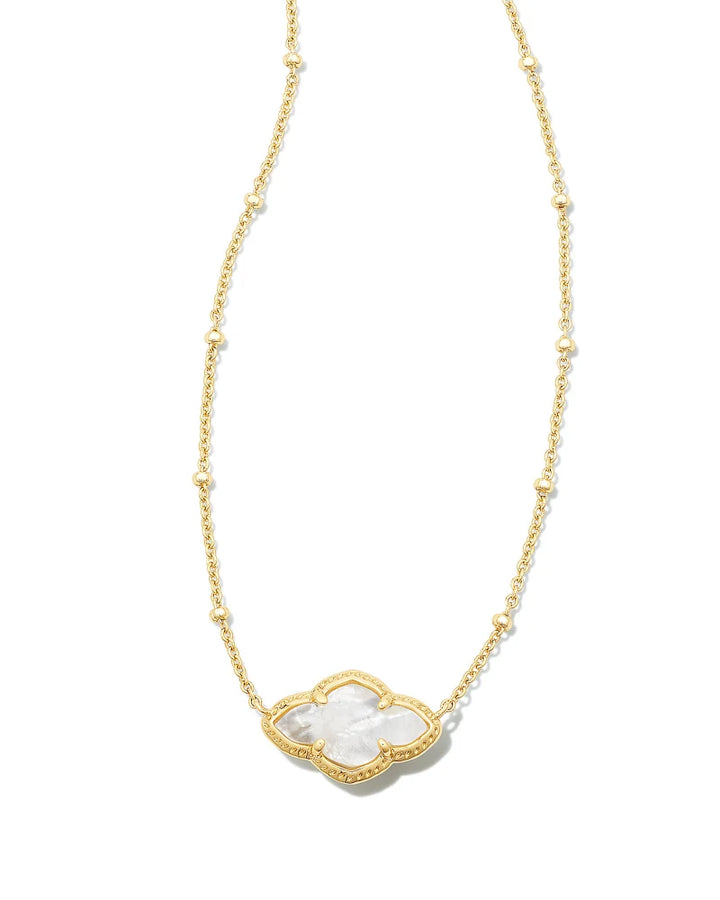 Kendra Scott Abbie Gold Pendant Necklace in Ivory Mother-of-Pearl