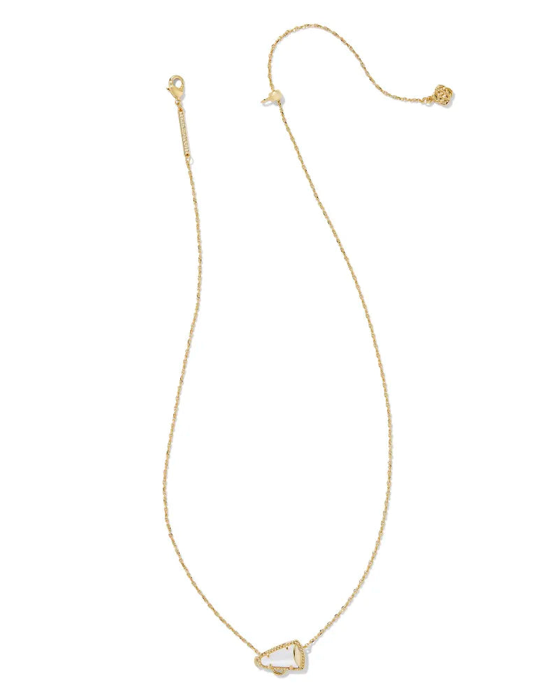 Kendra Scott Cheer Gold Short Pendant Necklace in White Mother-of-Pearl