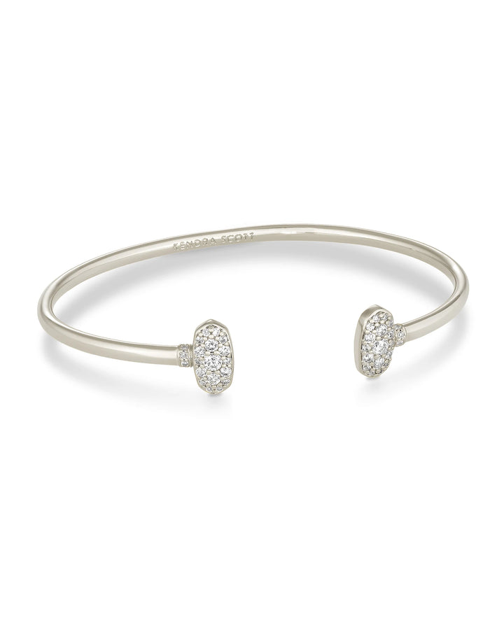 Kendra Scott Grayson Silver Cuff Bracelet in White Crystal