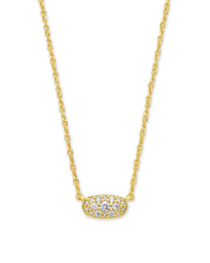 Kendra Scott Grayson Gold Pendant Necklace in White Crystal