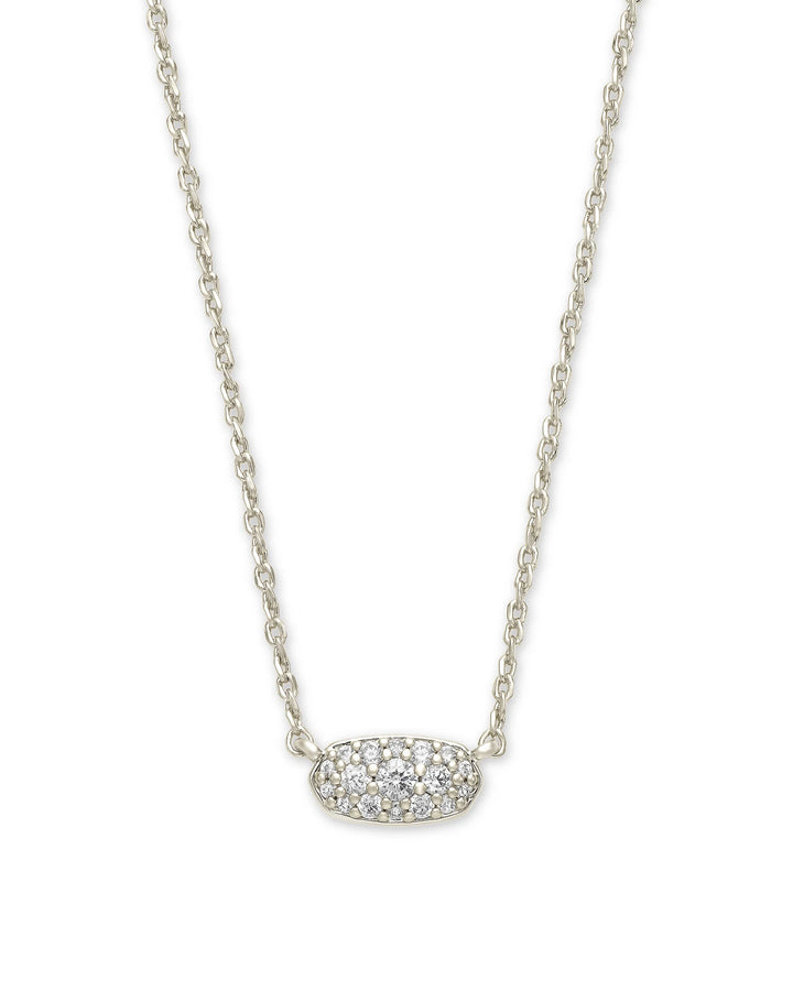 Kendra Scott Grayson Silver Pendant Necklace in White Crystal