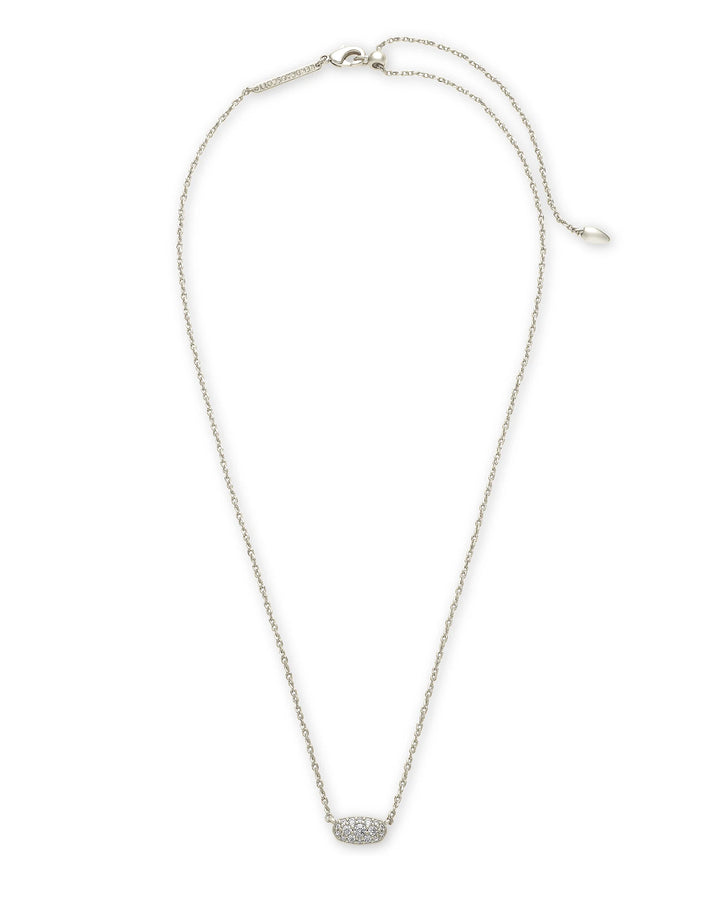 Kendra Scott Grayson Silver Pendant Necklace in White Crystal