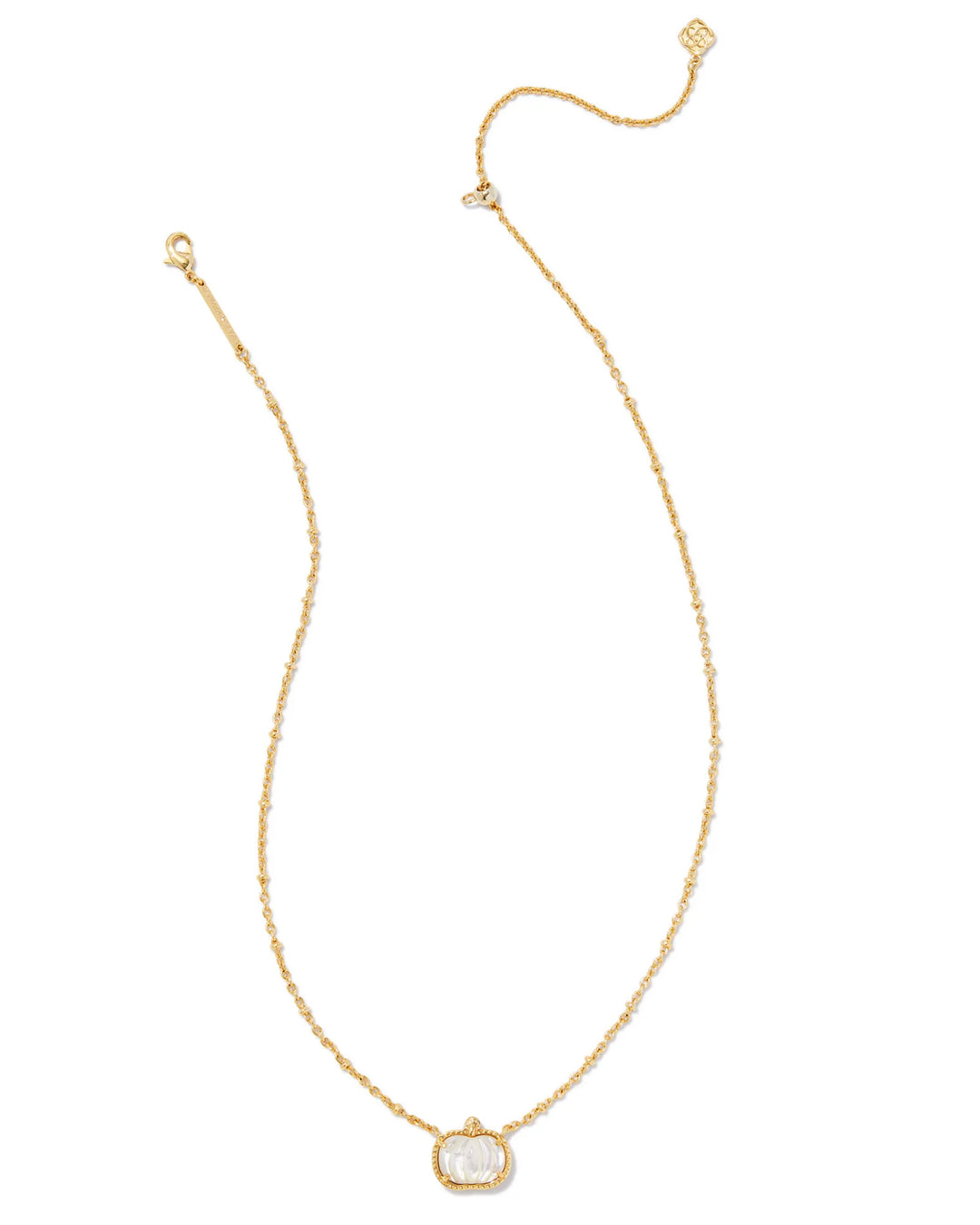 Kendra Scott Pumpkin Gold Short Pendant Necklace in Ivory Mother-of-Pearl