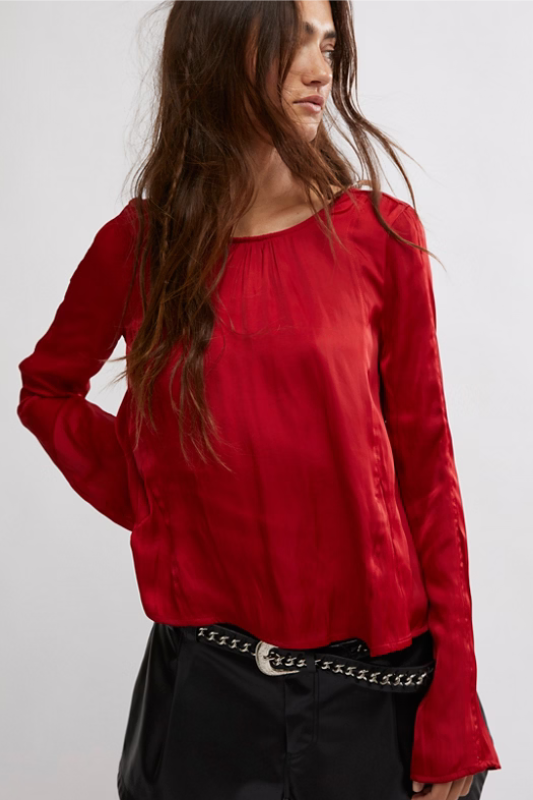 Free People Arabella Blouse in Rubies