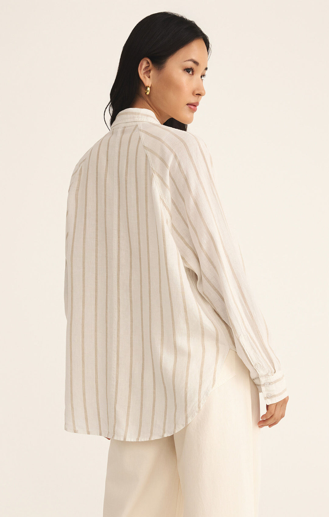 Z Supply Perfect Linen Stripe Top in Cement