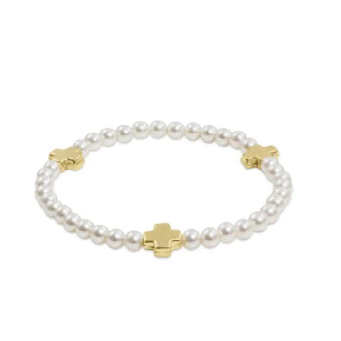 enewton signature cross pearl pattern 4mm bead bracelet-Gold