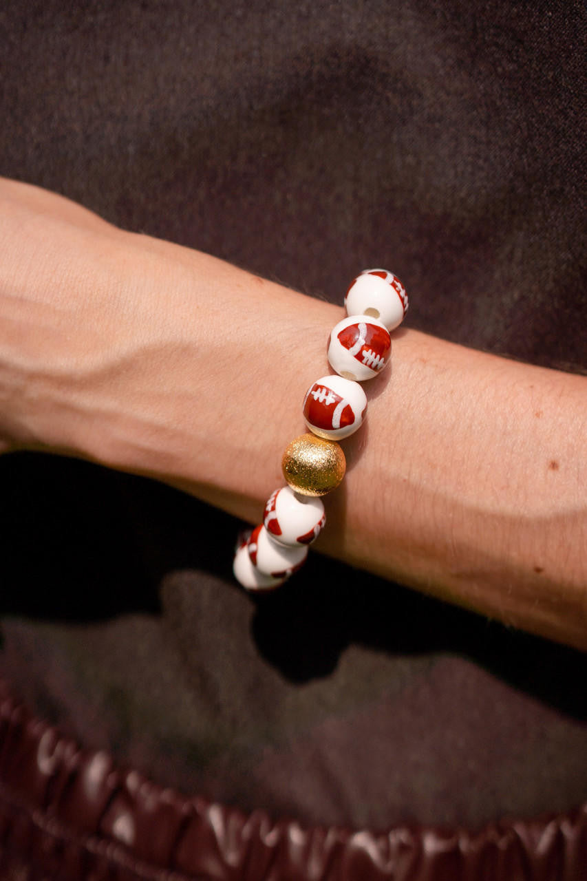 Beaded Football Bracelet