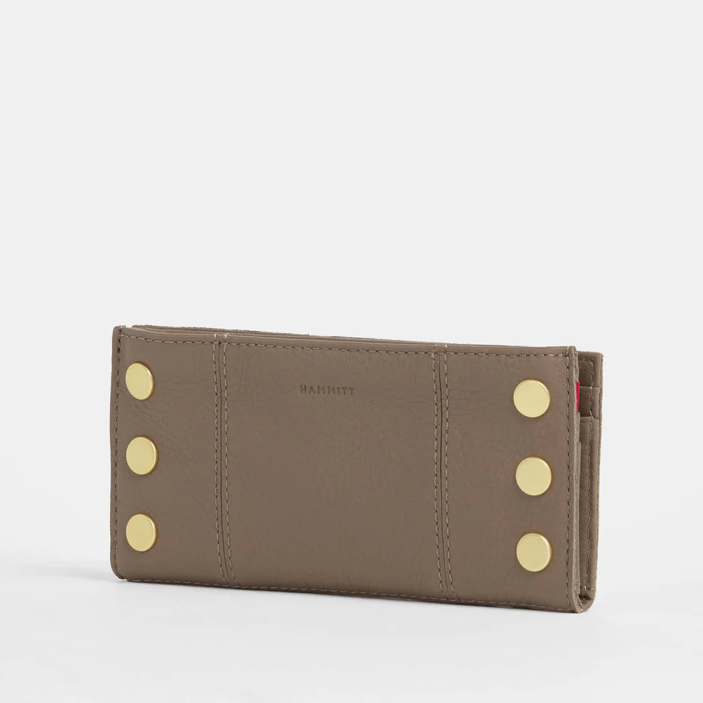 Hammitt VIP Med Zippered Leather Crossbody Clutch in Sculpted Taupe/Brushed Gold