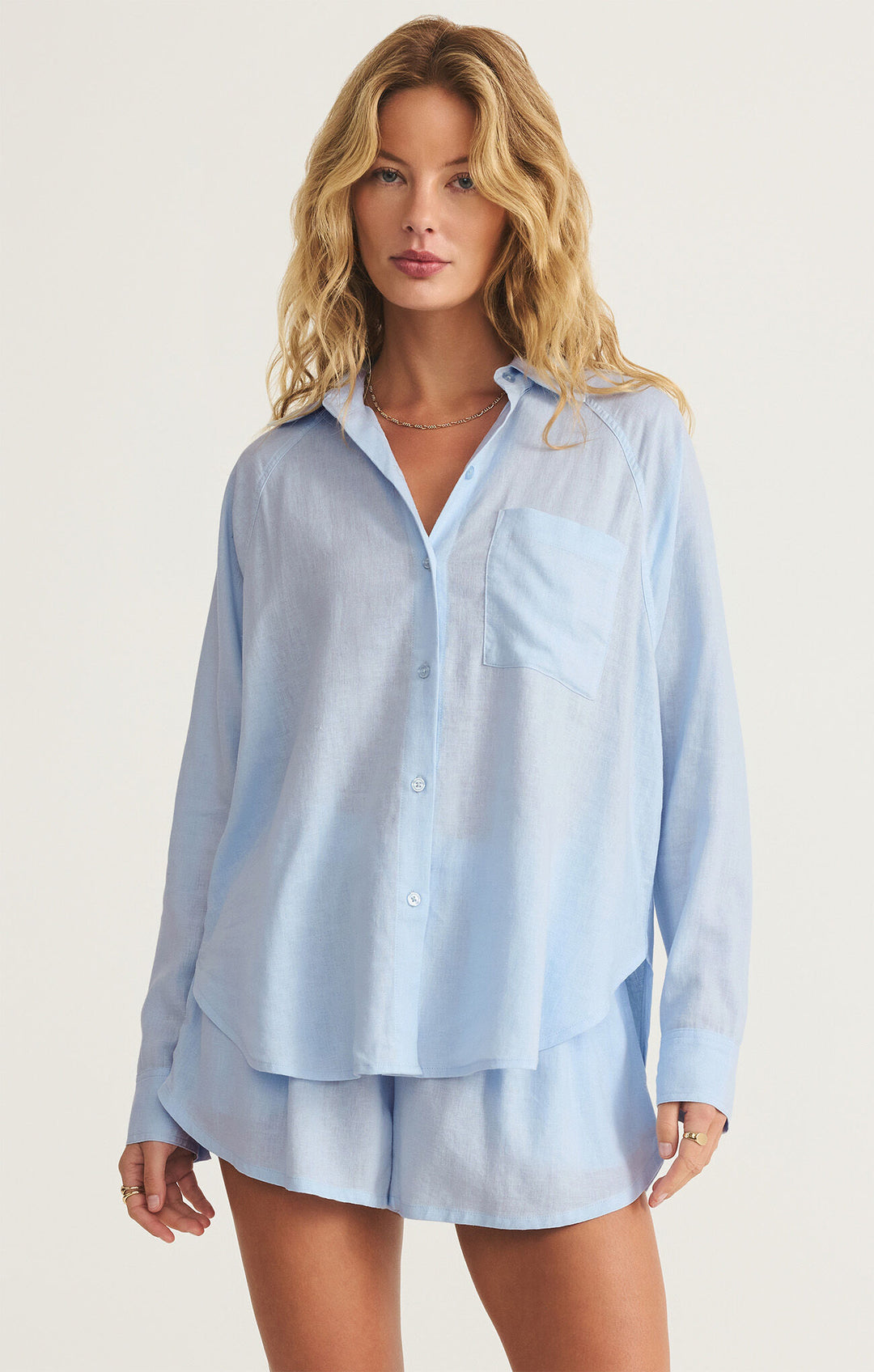 Z Supply Perfect Linen Top in Salt Water