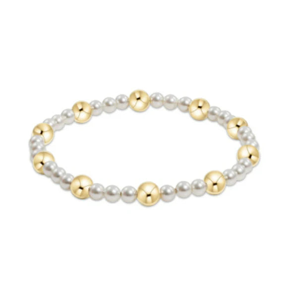 Enewton - Sincerity Pattern 4mm Pearl Bead Bracelet - 6mm Gold