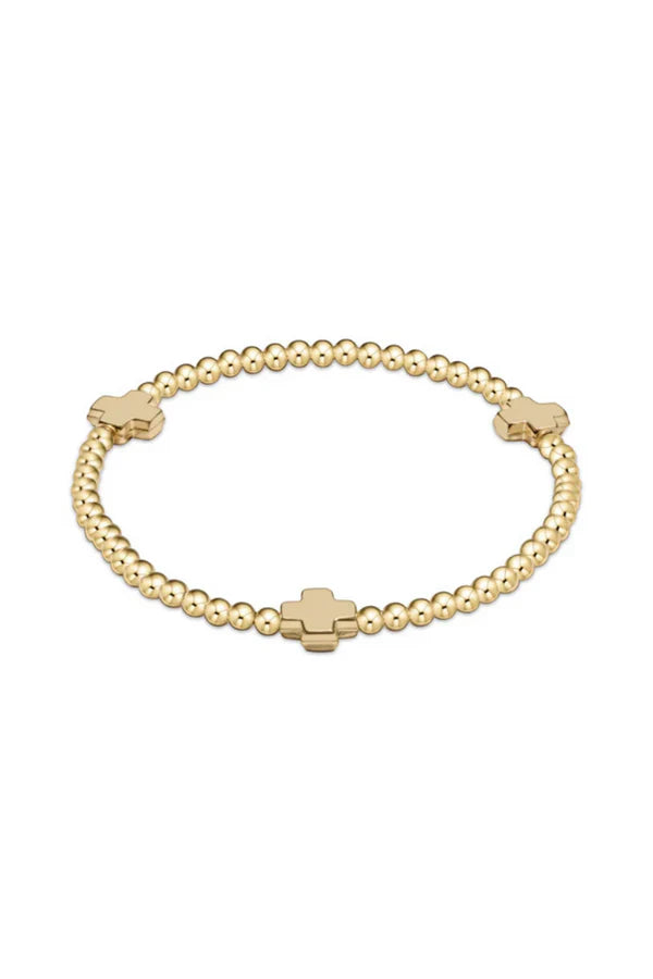 Enewton Extends- Signature Cross Gold Pattern 3mm Bead Bracelet- Gold