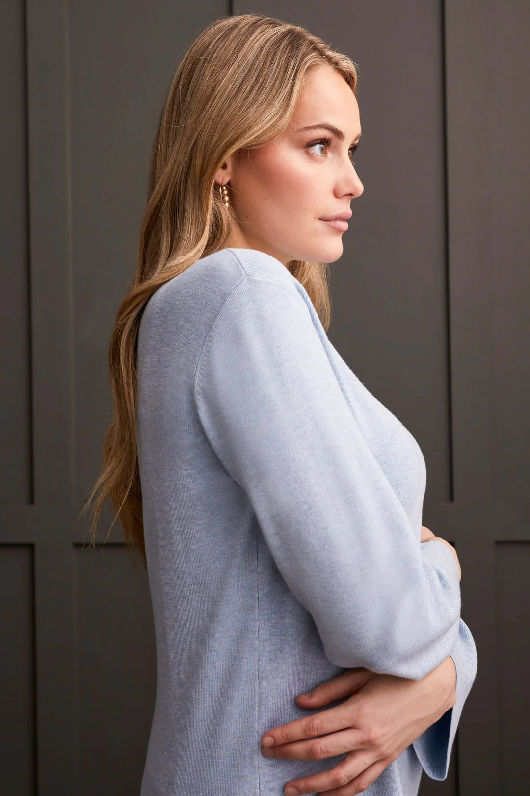 Tribal Funnel Neck Sweater in Heather Glacier