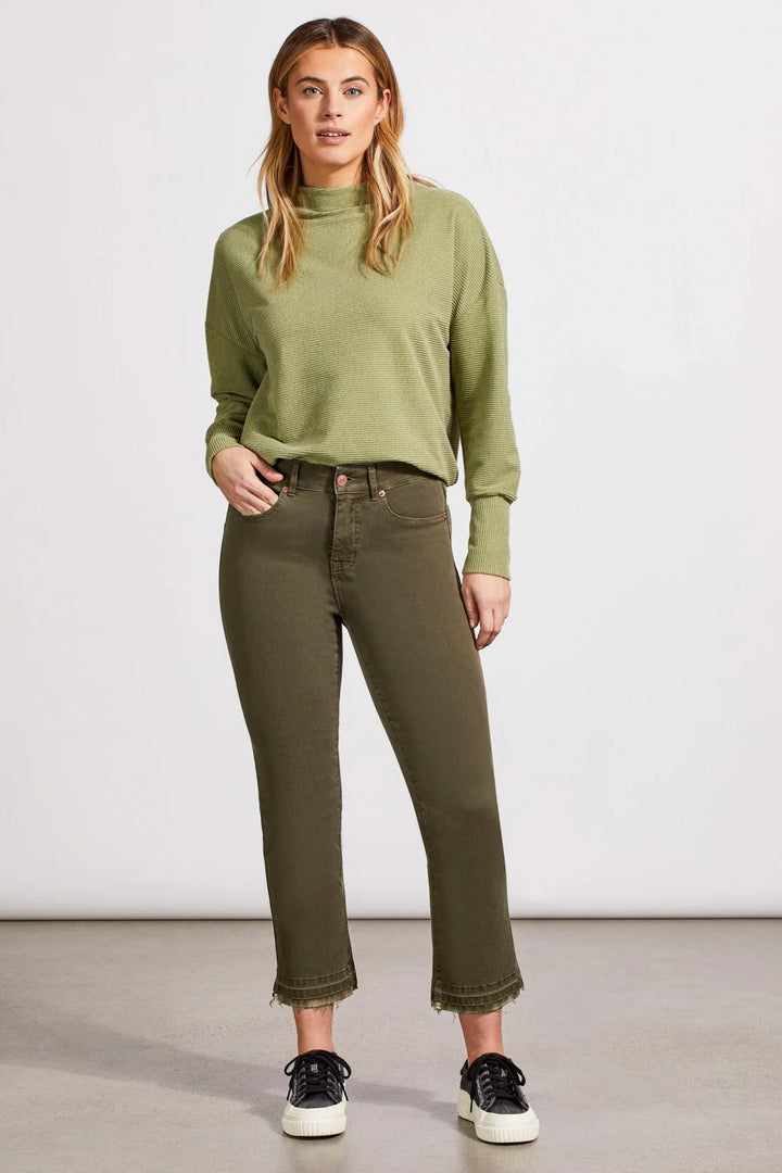 Tribal Sophia Microflare Crop Jean in Olive