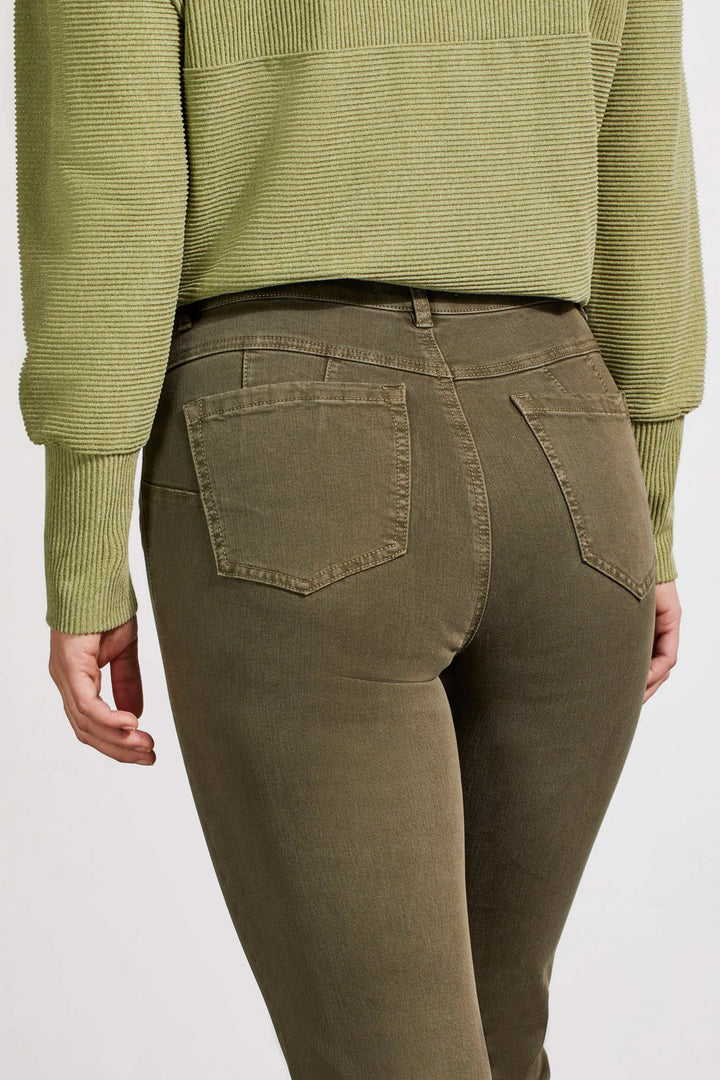 Tribal Sophia Microflare Crop Jean in Olive