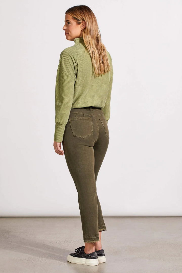 Tribal Sophia Microflare Crop Jean in Olive