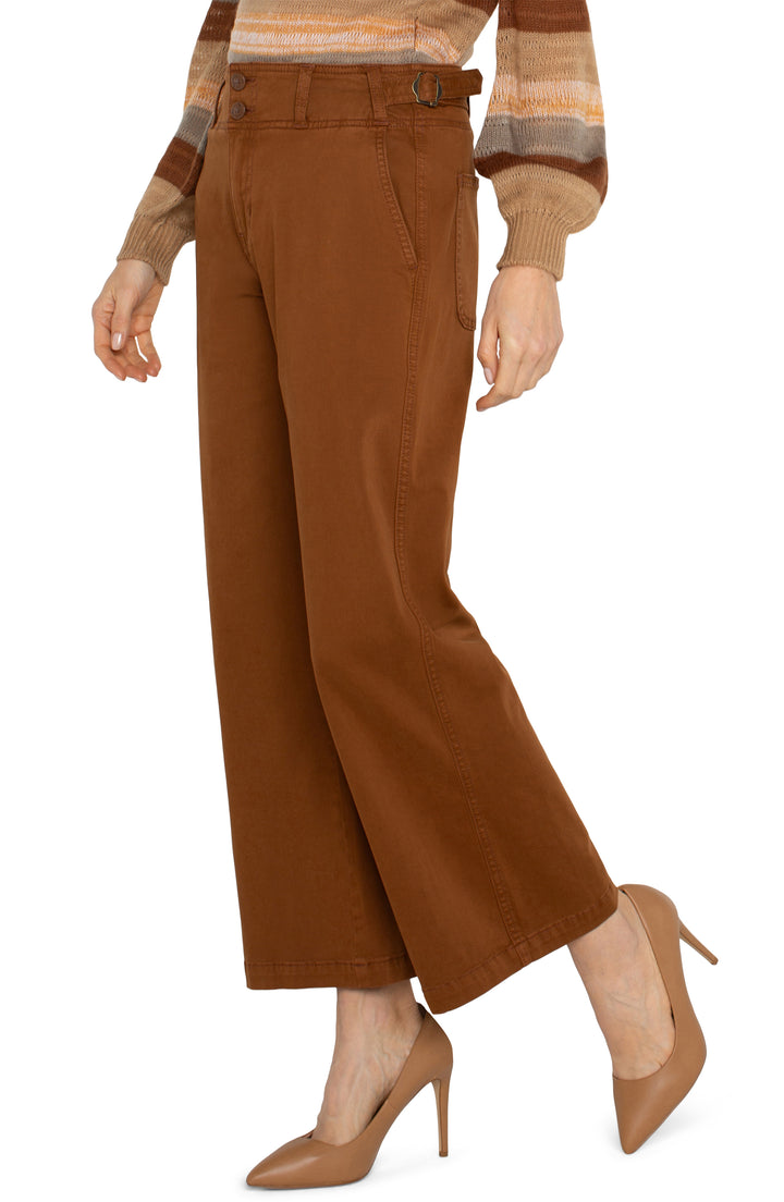 Liverpool Los Angeles High Rise Cinch Waist Wide Leg Pant in Jasper Brown