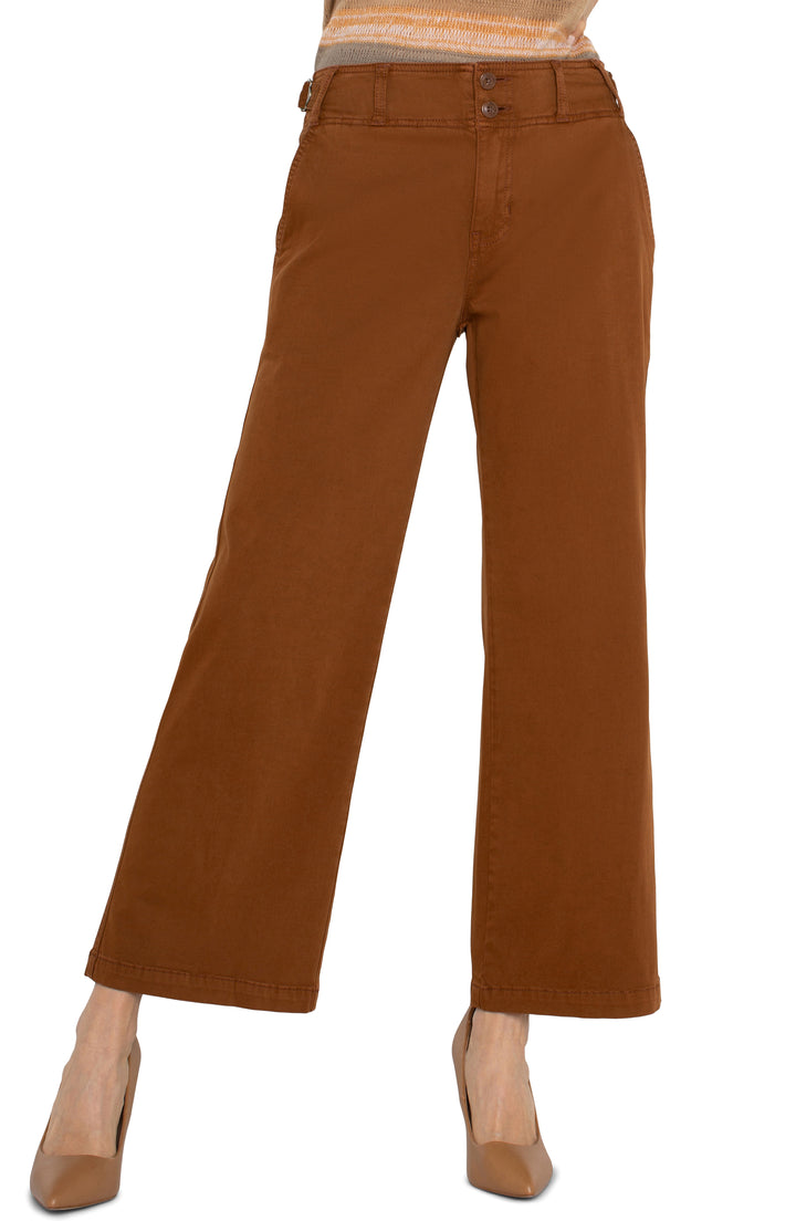 Liverpool Los Angeles High Rise Cinch Waist Wide Leg Pant in Jasper Brown