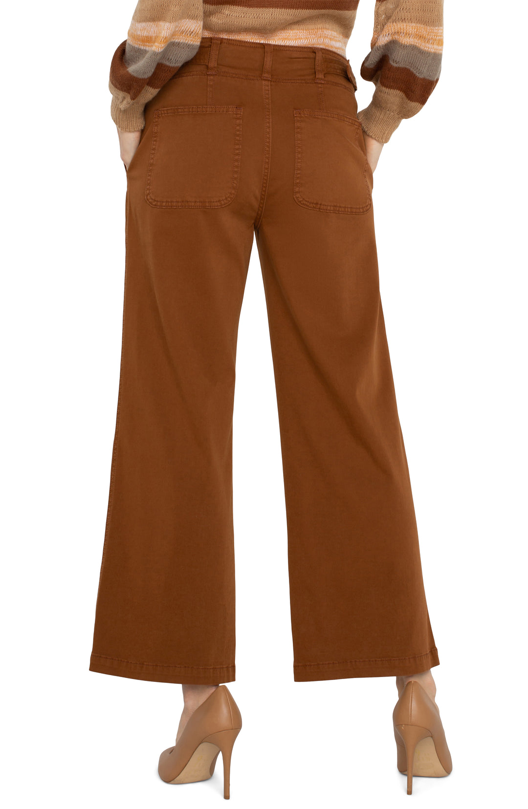 Liverpool Los Angeles High Rise Cinch Waist Wide Leg Pant in Jasper Brown