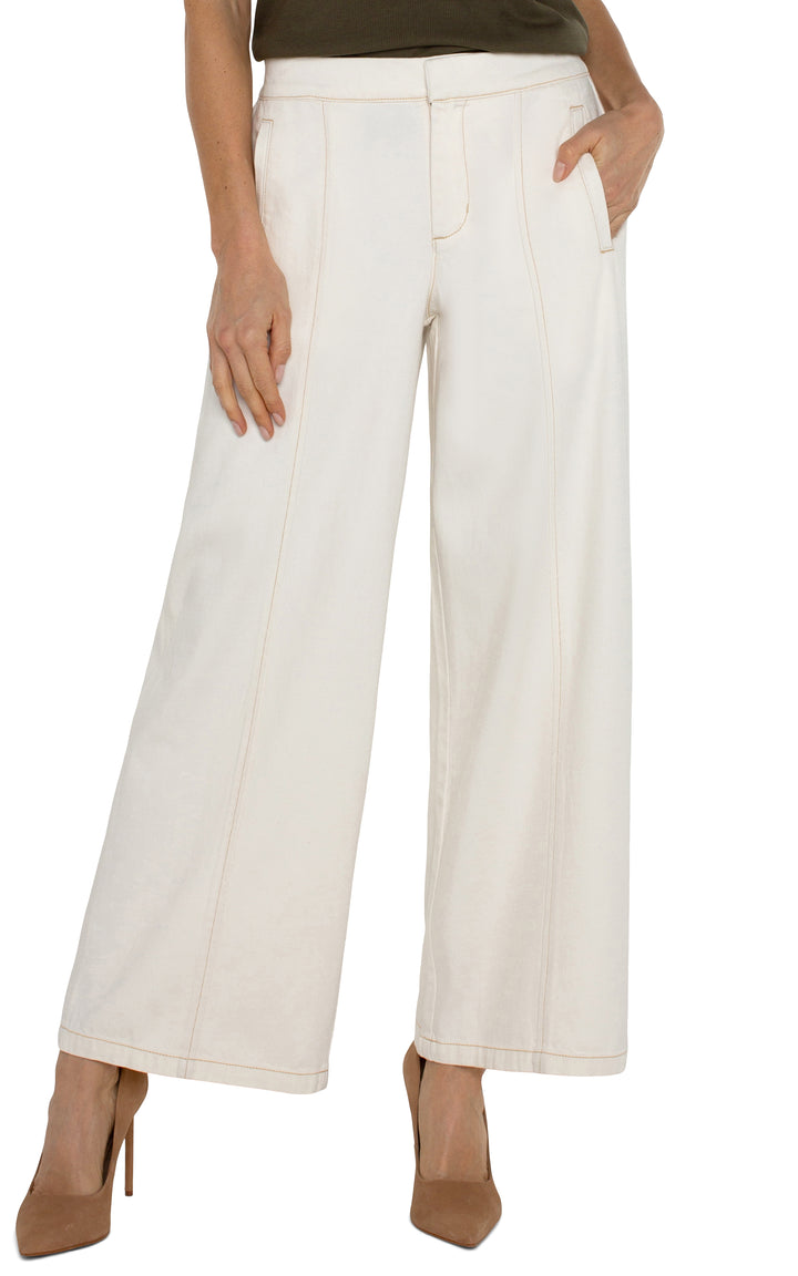 Liverpool Los Angeles Wide Leg Trouser in Antique Ecru