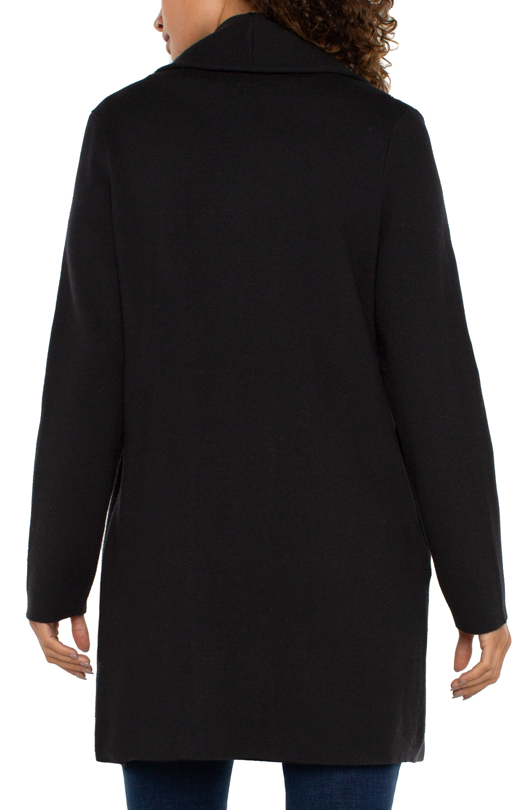 Liverpool Los Angeles Open Front Shawl Black Sweater Coat