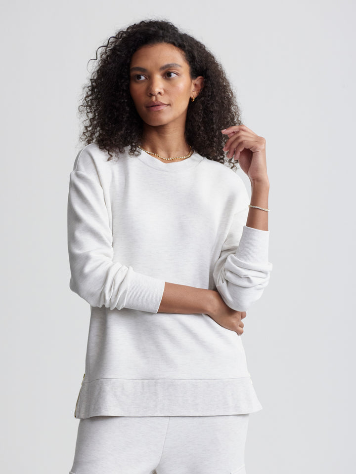 Varley Gabriella Sweat in Ivory Marl