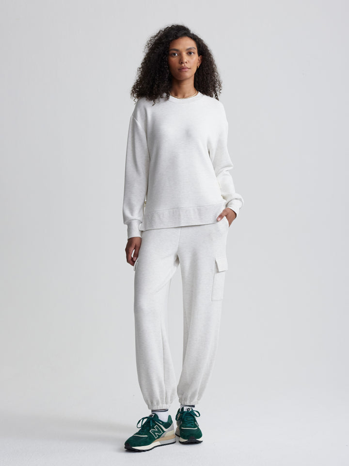 Varley Gabriella Sweat in Ivory Marl