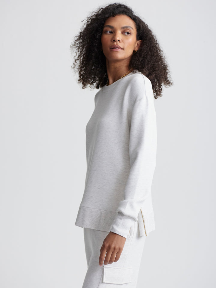 Varley Gabriella Sweat in Ivory Marl