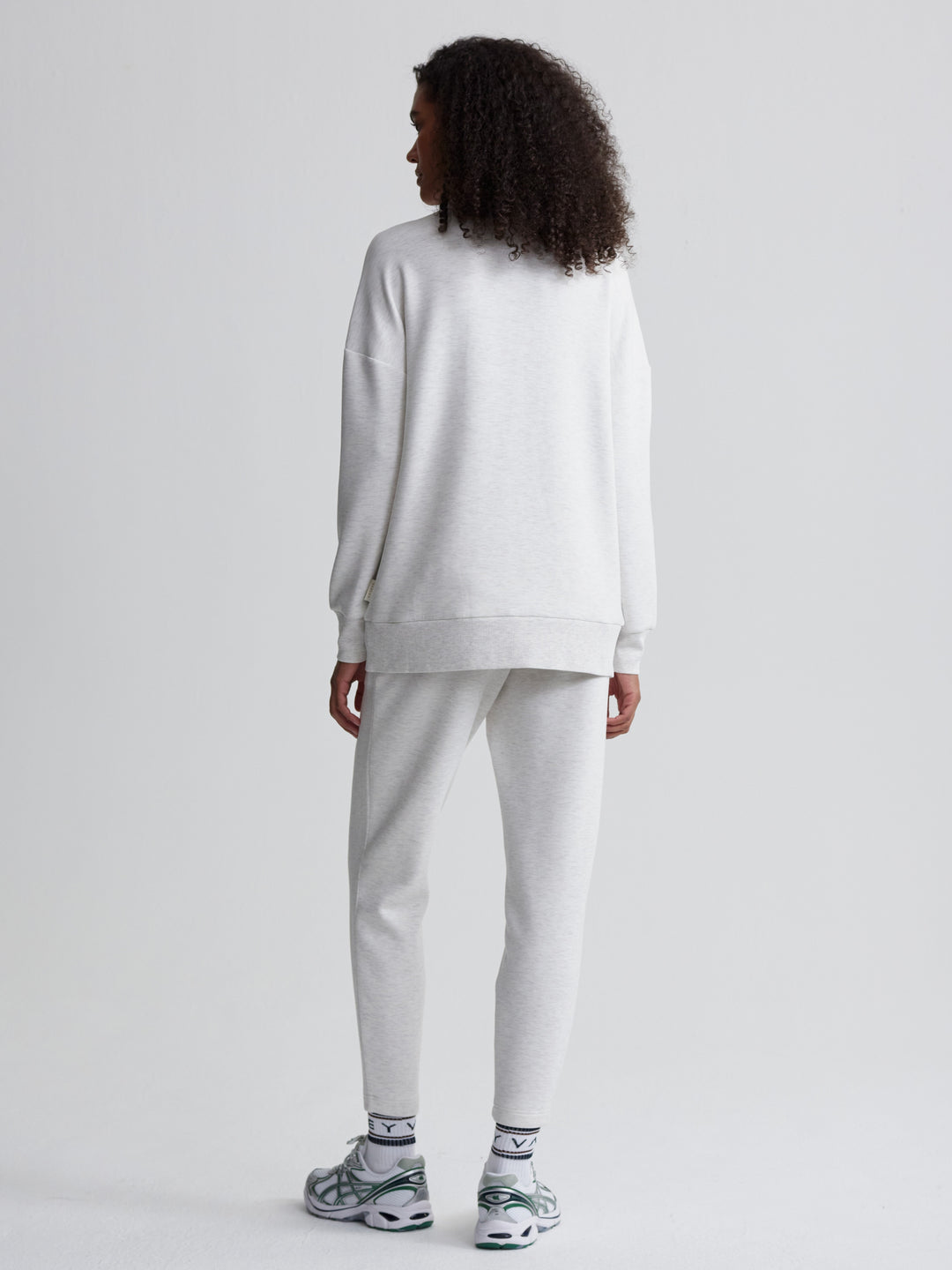 Varley Masie Longline Sweat in Ivory Marl