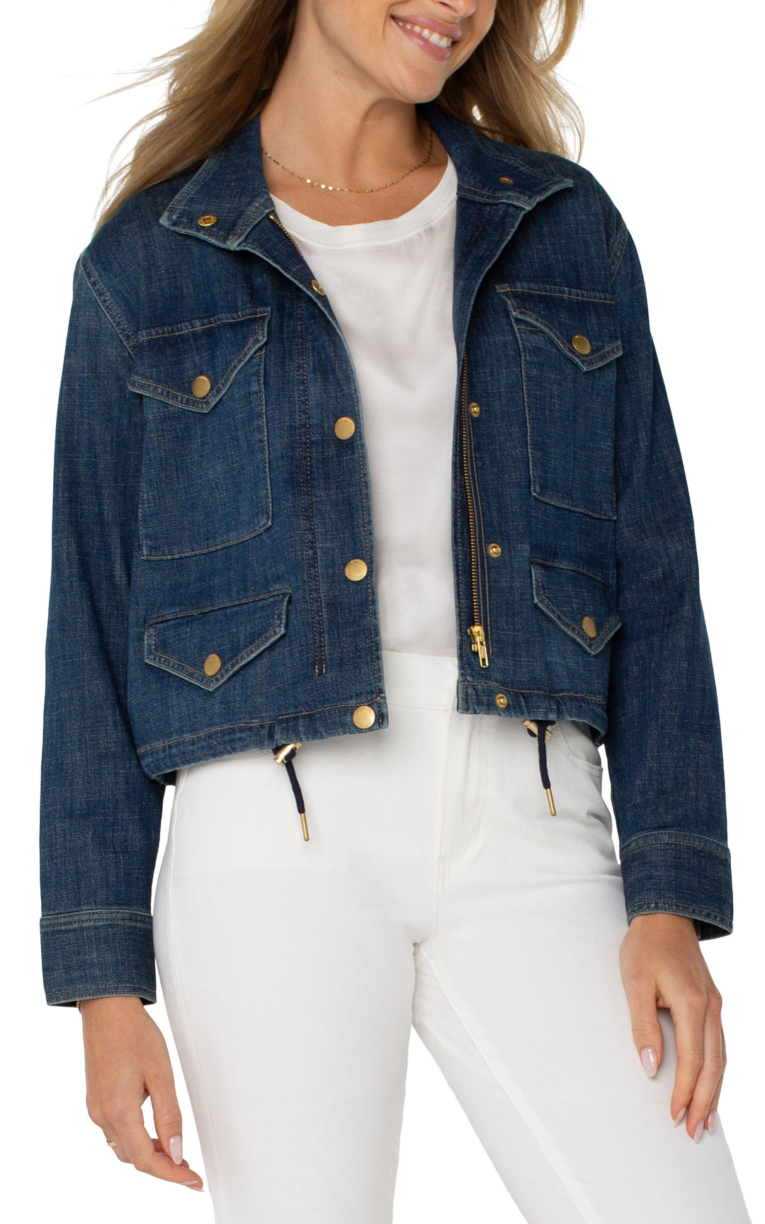 Liverpool Los Angeles Cropped Cargo Denim Jacket