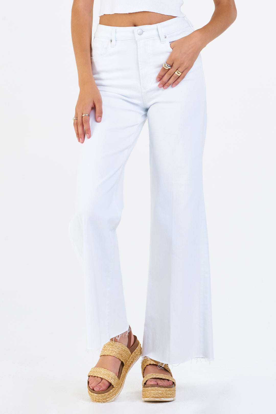 Dear John Fiona High Rise Wide Leg Jeans in White