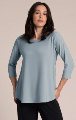 Sympli Go To Classic T Relax 3/4 Sleeve in Stone Blue