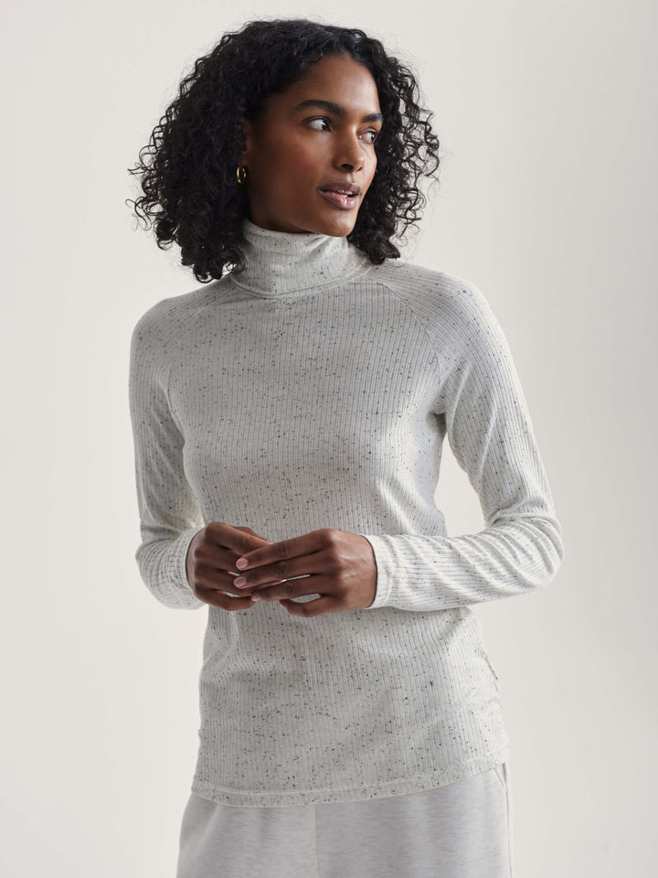 Varley Roya Rollneck Long-Sleeve Tee in Egret/Black