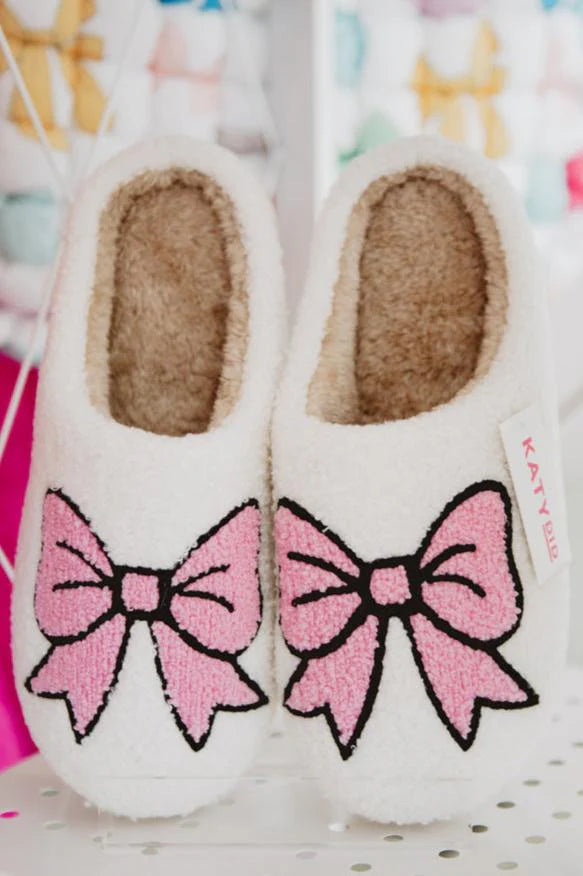 Light Pink Bow Slippers Shoes